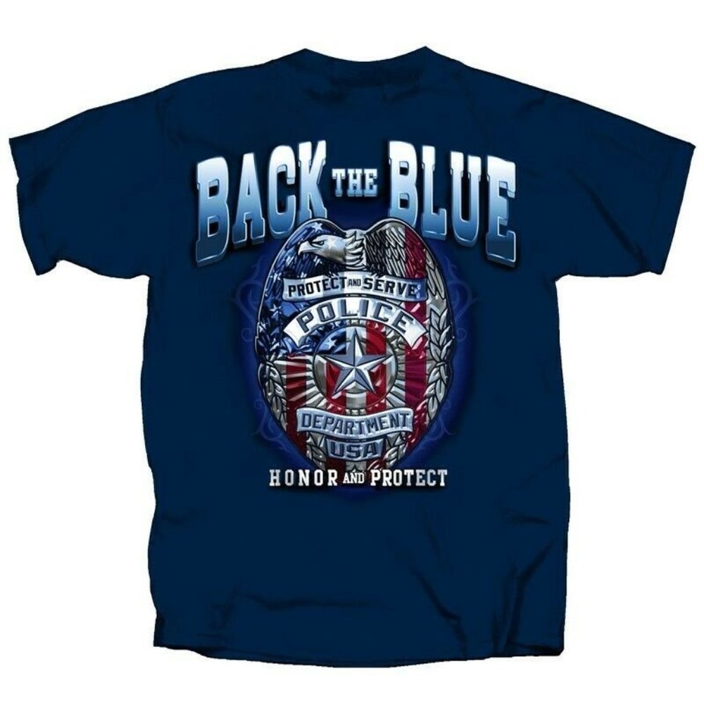 Police Back The Blue Short Sleeve T-Shirt - NEW Fast Ship